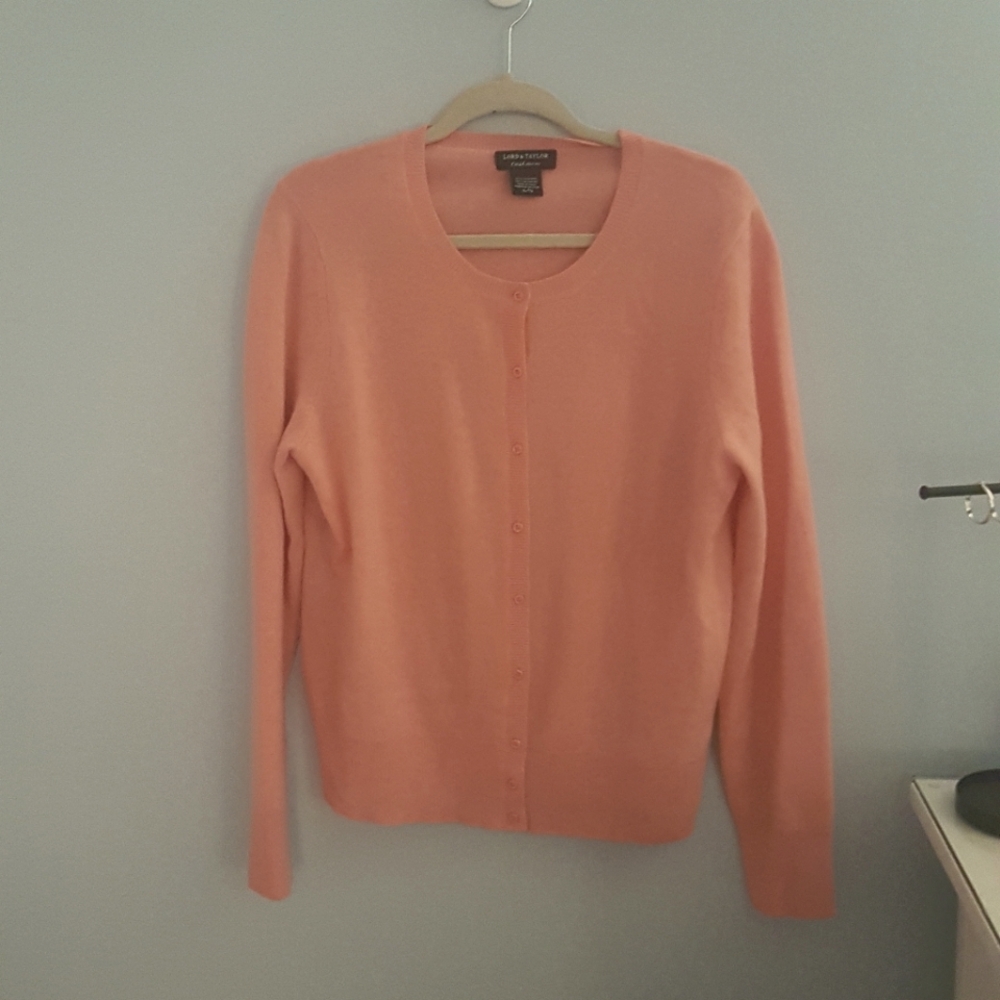 Lord & Taylor - Pink Peach Cashmere Cardigan